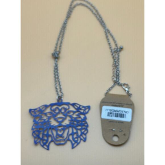 26” Silver-Tone Necklace with Bold Blue Laser-Cut Wildcat Pendant - Picture 2 of 2